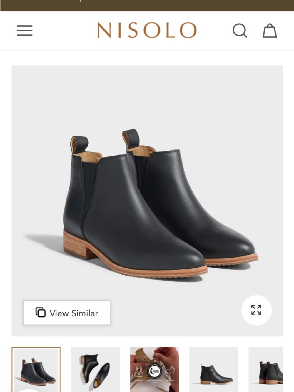 New! Nisolo Auburn Leather Chelsea Boots with Natural Wood Heel! Size 6!